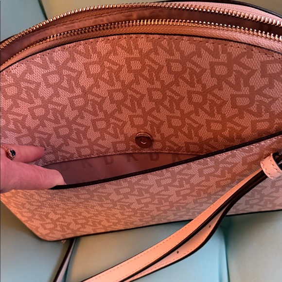 DKNY Tan & Pink Floral Crossbody Bag - Picture 8 of 9